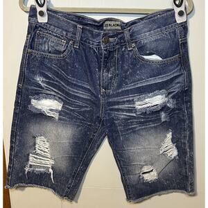 Black Premium Denim Shorts Blue Stretch Distressed Adult Men’s Size 30